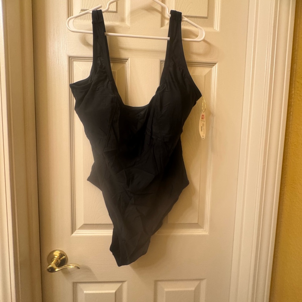 Classic Black One-Piece Swimsuit with Scoop Neckline